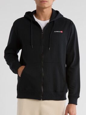 NWT Quiksilver Red Box Fleece Full Zip Hoodie, Black, Men’s Large